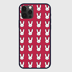 Чехол для iPhone 12 Pro Bunny Pattern red, цвет: 3D-черный
