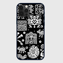 Чехол для iPhone 12 Pro Знаки племени Майя, цвет: 3D-черный