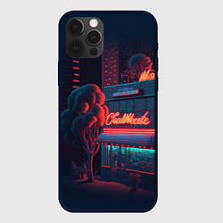 Чехол для iPhone 12 Pro Ночные улицы в неоновом свете, цвет: 3D-черный