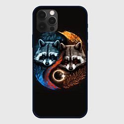 Чехол для iPhone 12 Pro Инь-янь еноты, цвет: 3D-черный