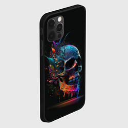 Чехол для iPhone 12 Pro Красочный череп с цветами, цвет: 3D-черный — фото 2