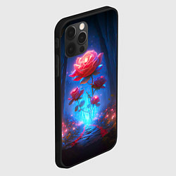 Чехол для iPhone 12 Pro Алая роза в ночном лесу, цвет: 3D-черный — фото 2