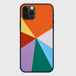 Чехол для iPhone 12 Pro Разноцветные пересекающиеся треугольники, цвет: 3D-черный