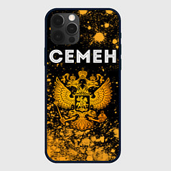 Чехол для iPhone 12 Pro Семен и зологой герб РФ, цвет: 3D-черный