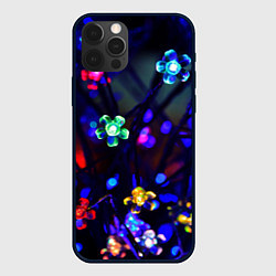 Чехол для iPhone 12 Pro Цветочки фонарики, цвет: 3D-черный