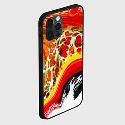 Чехол для iPhone 12 Pro Брызги краски - красные, оранжевые разводы, цвет: 3D-черный — фото 2