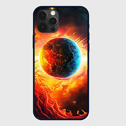 Чехол для iPhone 12 Pro Планета в огненном космосе, цвет: 3D-черный