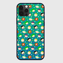 Чехол для iPhone 12 Pro Южный Парк - паттерн персонажи, цвет: 3D-черный