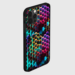 Чехол для iPhone 12 Pro Неон и соты, цвет: 3D-черный — фото 2