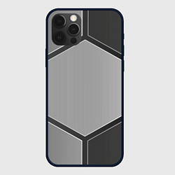 Чехол для iPhone 12 Pro Серебряные металлические пластины, цвет: 3D-черный