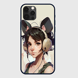 Чехол для iPhone 12 Pro Девушка в стиле аниме с ушками, цвет: 3D-черный