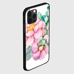 Чехол для iPhone 12 Pro Пастельные цветы - посередине, цвет: 3D-черный — фото 2