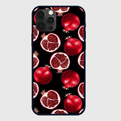 Чехол для iPhone 12 Pro Гранаты на черном фоне - паттерн, цвет: 3D-черный