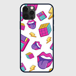 Чехол для iPhone 12 Pro Паттерн в стиле 90-х, цвет: 3D-черный