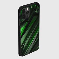 Чехол для iPhone 12 Pro Green black abstract, цвет: 3D-черный — фото 2