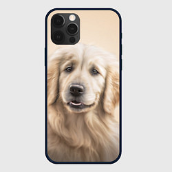Чехол для iPhone 12 Pro Золотистый ретривер - на бежевом, цвет: 3D-черный