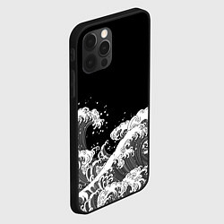 Чехол для iPhone 12 Pro Японские волны на темном фоне, цвет: 3D-черный — фото 2