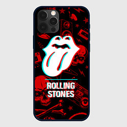 Чехол для iPhone 12 Pro Rolling Stones rock glitch, цвет: 3D-черный
