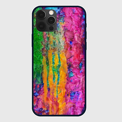 Чехол для iPhone 12 Pro Грубые разноцветные мазки краски, цвет: 3D-черный