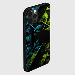 Чехол для iPhone 12 Pro Зеленые и синие абстрактные листья, цвет: 3D-черный — фото 2