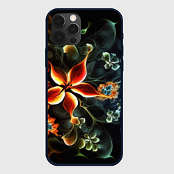 Чехол для iPhone 12 Pro Абстрактные цветы, цвет: 3D-черный