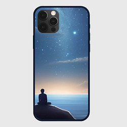 Чехол для iPhone 12 Pro Мальчик, космос и море, цвет: 3D-черный