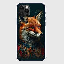 Чехол для iPhone 12 Pro Лисица в цветном костюме, цвет: 3D-черный