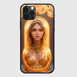 Чехол для iPhone 12 Pro Матрёшка 585 Гольд Меган, цвет: 3D-черный