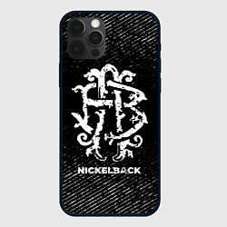 Чехол для iPhone 12 Pro Nickelback с потертостями на темном фоне, цвет: 3D-черный