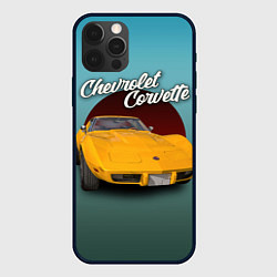 Чехол для iPhone 12 Pro Американский спорткар Chevrolet Corvette Stingray, цвет: 3D-черный