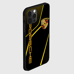 Чехол для iPhone 12 Pro Porsche - Gold line, цвет: 3D-черный — фото 2