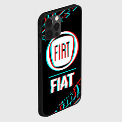 Чехол для iPhone 12 Pro Значок Fiat в стиле glitch на темном фоне, цвет: 3D-черный — фото 2