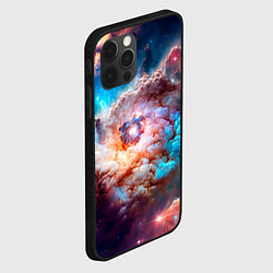 Чехол для iPhone 12 Pro Небула в космосе в голубо-розовых тонах - нейронна, цвет: 3D-черный — фото 2