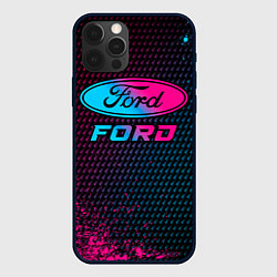 Чехол для iPhone 12 Pro Ford - neon gradient, цвет: 3D-черный