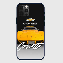 Чехол для iPhone 12 Pro Американская машина Chevrolet Corvette 70-х годов, цвет: 3D-черный