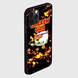 Чехол для iPhone 12 Pro Chicken Gun на фоне огня, цвет: 3D-черный — фото 2