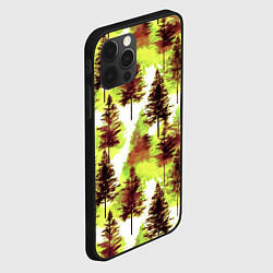 Чехол для iPhone 12 Pro Хвойный лес - акварель в желтых тонах, цвет: 3D-черный — фото 2