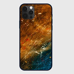 Чехол для iPhone 12 Pro Оранжевые и синие краски, цвет: 3D-черный
