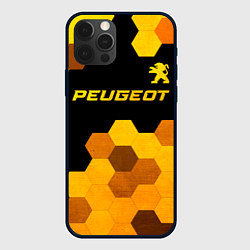 Чехол для iPhone 12 Pro Peugeot - gold gradient: символ сверху, цвет: 3D-черный