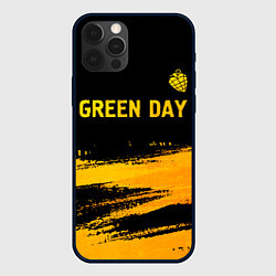 Чехол для iPhone 12 Pro Green Day - gold gradient: символ сверху, цвет: 3D-черный