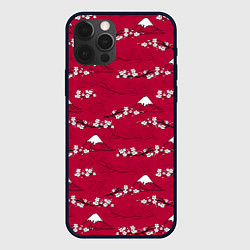 Чехол для iPhone 12 Pro Японский паттерн - цветение сакуры, цвет: 3D-черный