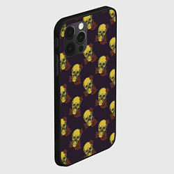Чехол для iPhone 12 Pro Черепки в розах, цвет: 3D-черный — фото 2