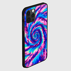 Чехол для iPhone 12 Pro Тай-дай розово-голубой, цвет: 3D-черный — фото 2