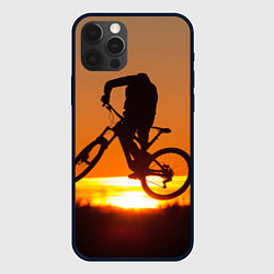 Чехол для iPhone 12 Pro Велосипедист на закате, цвет: 3D-черный