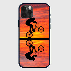 Чехол для iPhone 12 Pro Велосипедист в отражении, цвет: 3D-черный