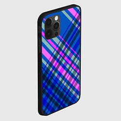 Чехол для iPhone 12 Pro Синий ассиметричный узор с розовыми косыми полосам, цвет: 3D-черный — фото 2