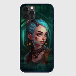Чехол для iPhone 12 Pro Jinx green Arcane League of Legends, цвет: 3D-черный