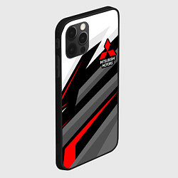 Чехол для iPhone 12 Pro Mitsubishi motors - красная линия, цвет: 3D-черный — фото 2