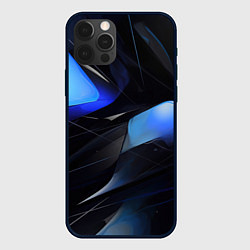 Чехол для iPhone 12 Pro Black blue elements, цвет: 3D-черный