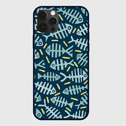 Чехол для iPhone 12 Pro Рыбы скелетоны, цвет: 3D-черный